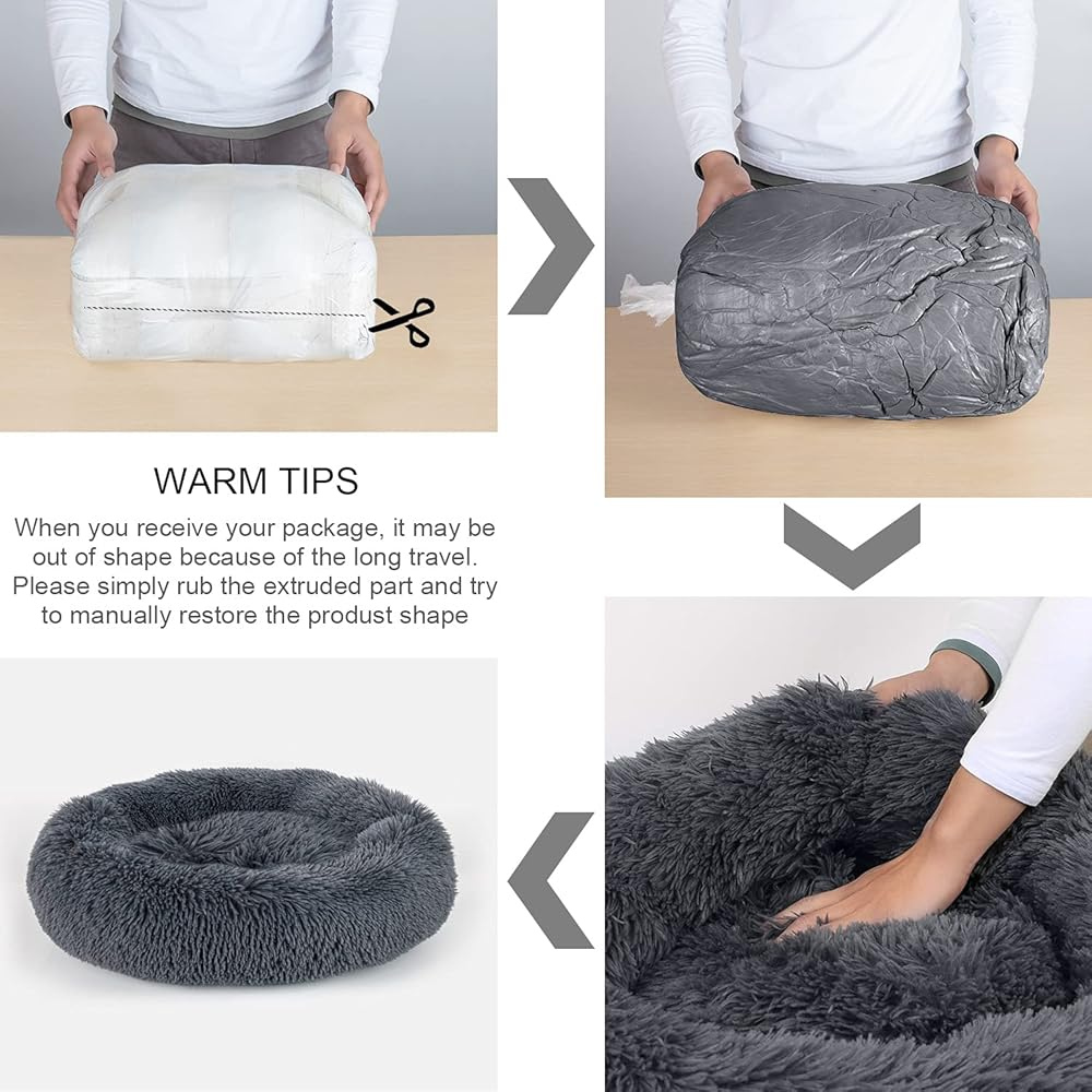 Ultra-Soft Calming Donut Dog Bed – Plush Anti-Anxiety Pet Bed for Dogs