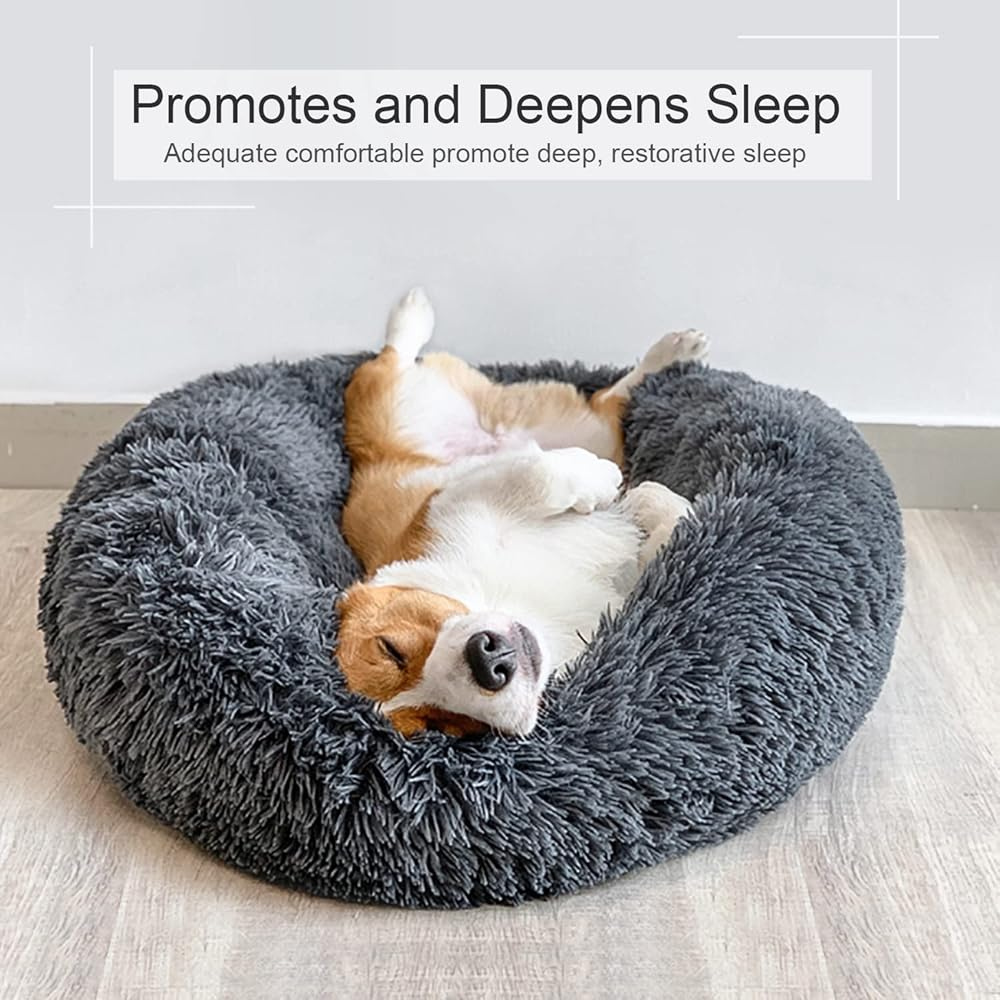 Ultra-Soft Calming Donut Dog Bed – Plush Anti-Anxiety Pet Bed for Dogs