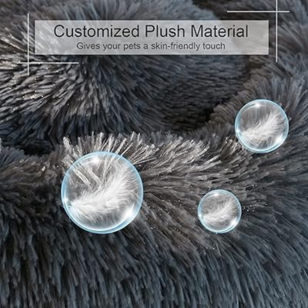 Ultra-Soft Calming Donut Dog Bed – Plush Anti-Anxiety Pet Bed for Dogs